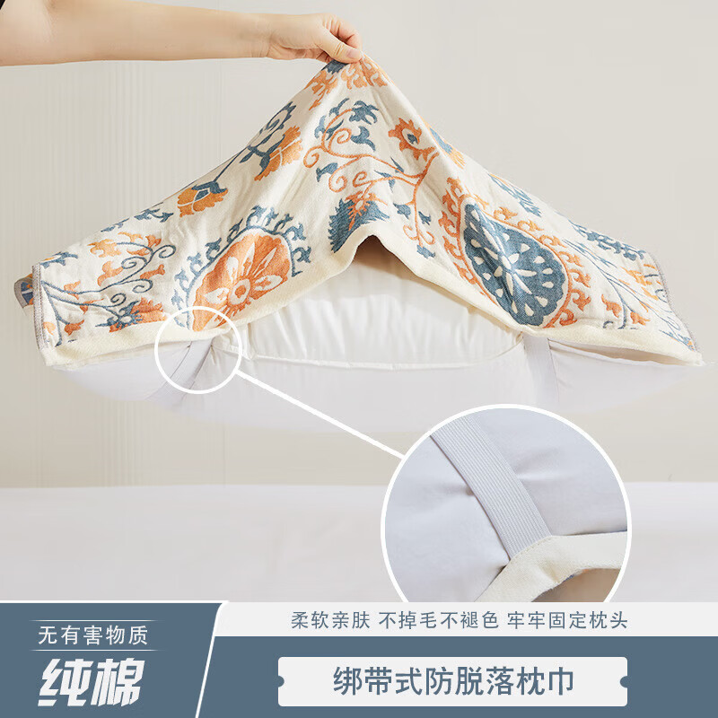 【工厂直发】枕巾一对装纱布加大加厚枕头巾四季学生成人情侣盖巾 太阳神【绑带款】-防脱落52*78cm(两条装)
