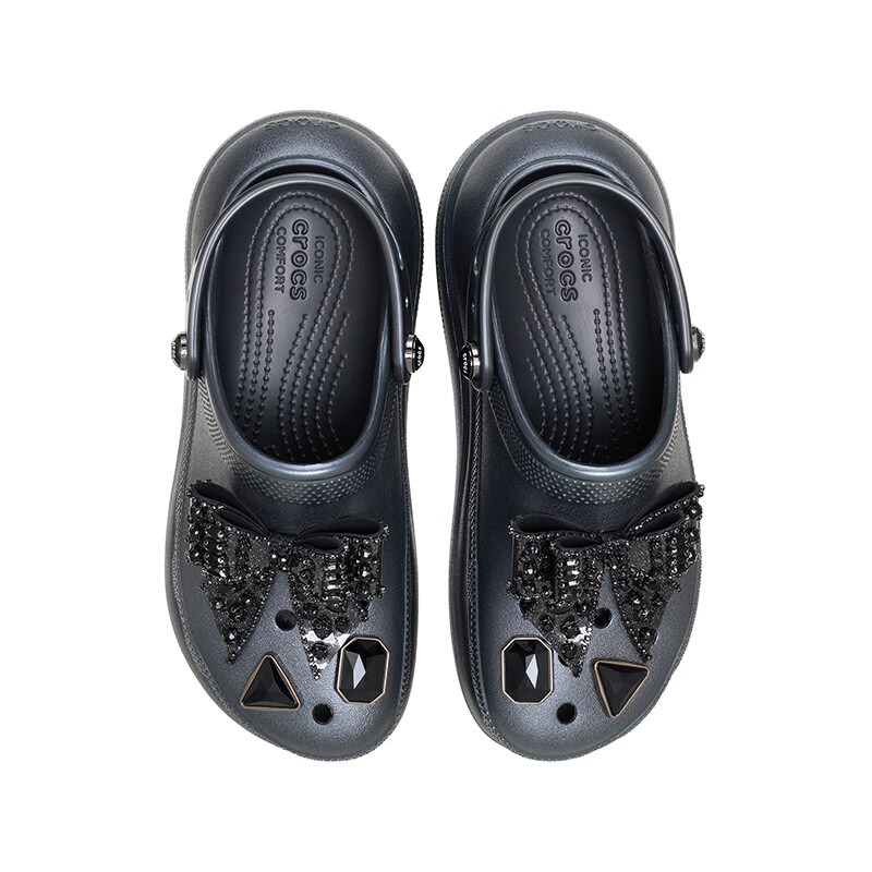 卡骆驰(CROCS)经典璀璨蝴蝶泡芙洞洞鞋时尚百搭花园鞋沙滩鞋|214118 黑色-001 37 /38(230mm)
