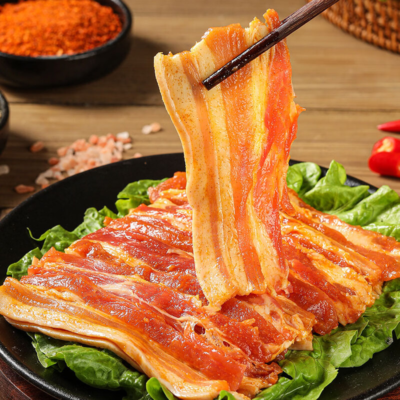 七环牧场涮烤五花肉片 松板肉 烧烤烤肉食材 调理腌制半成品 猪肉生鲜 【风味三拼】香辣150g+黑胡椒150g+蒜香150g