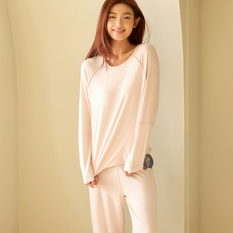亚朵星球云栖深睡睡衣春夏季女长袖长裤带胸垫家居服睡衣睡裤套装莫代尔空调服 轻羽粉 L -高160-175cm重135-155斤内 京东折扣/优惠券
