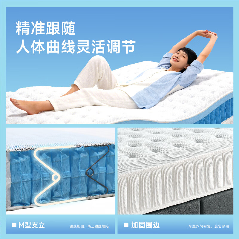 丽曼俪云系列113 零压软床垫 凝胶记忆绵独立袋装弹簧床垫1.8x2米席梦思 TMA113（软）24cm厚【零压护脊软睡感】 1.8米*2米