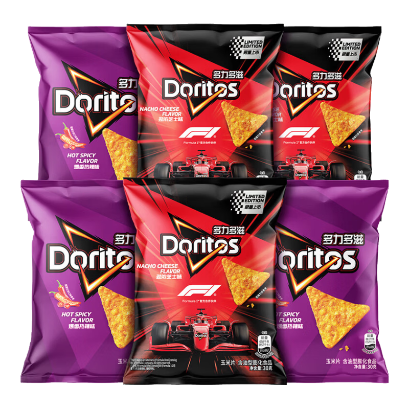 多力多滋（Doritos）玉米片 浓芝士味+爆香热辣味 30g*6包 共180g 休闲零食