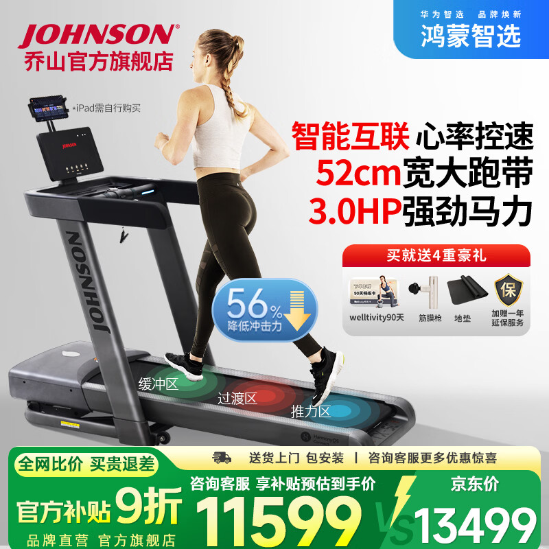 乔山（JOHNSON）智能家庭用跑步机爬坡减震可折叠走步机健身房室内运动器材TX-5 19英寸LED触控屏TX-5C_Horizon