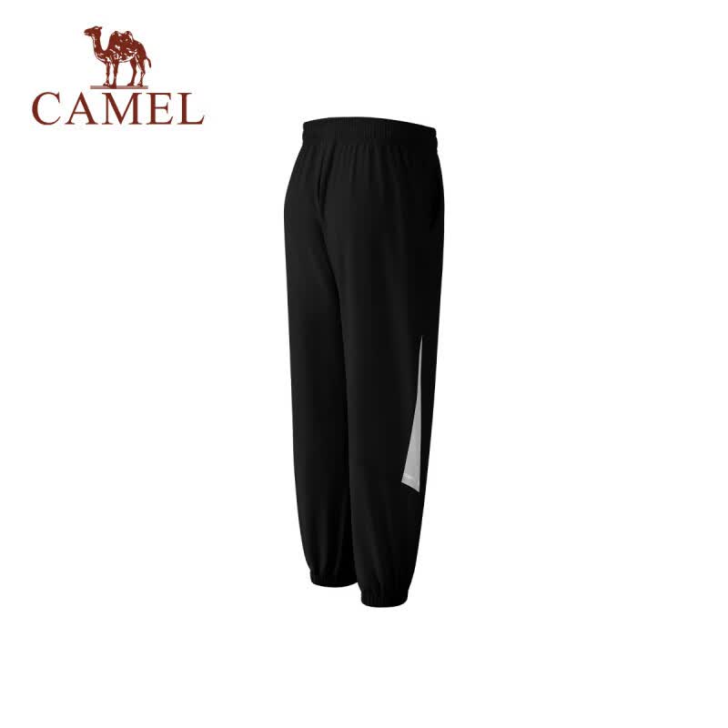 骆驼(CAMEL)儿童夏秋梭织长裤休闲运动裤速干裤抗菌冰感裤6-15岁中大童冰丝裤 幻影黑/循环灰 120