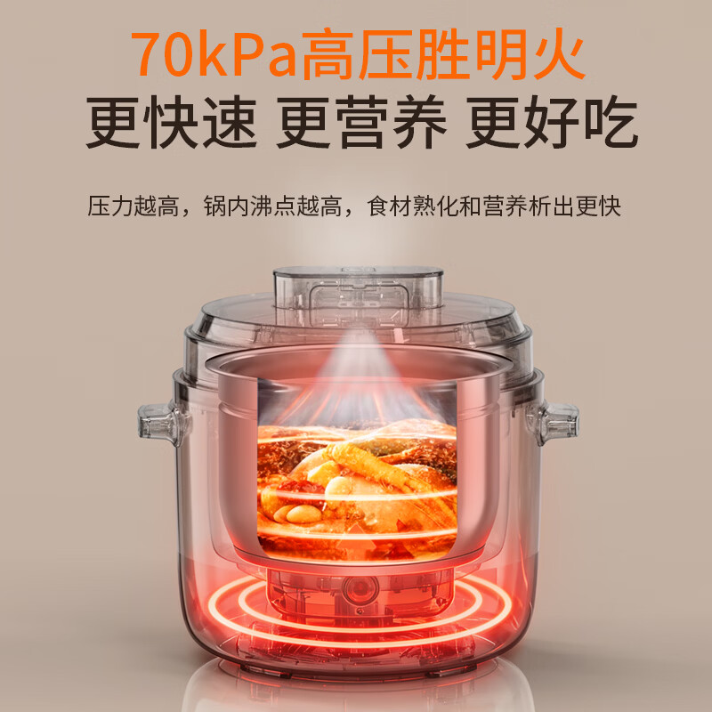 拓几(TOTIKI)电压力锅家用电高压锅0涂层多功能6L大容量智能无涂层电饭煲 象牙白 6L 0涂层(4-6人)