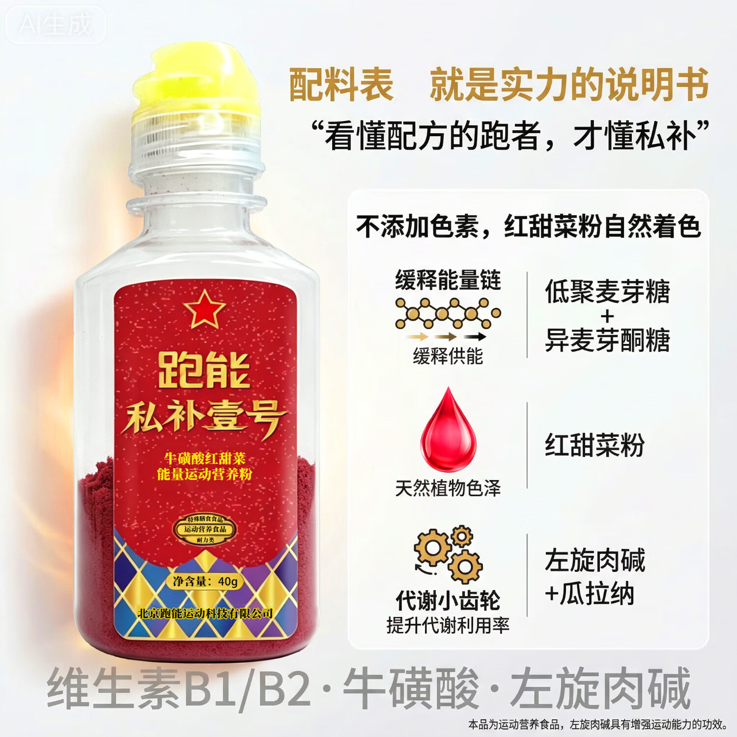 跑能红甜菜根私补1号高能量运动能量粉冲解剂饮料 马拉松替代能量胶 【2瓶跑全马】 40g*2瓶 京东折扣/优惠券