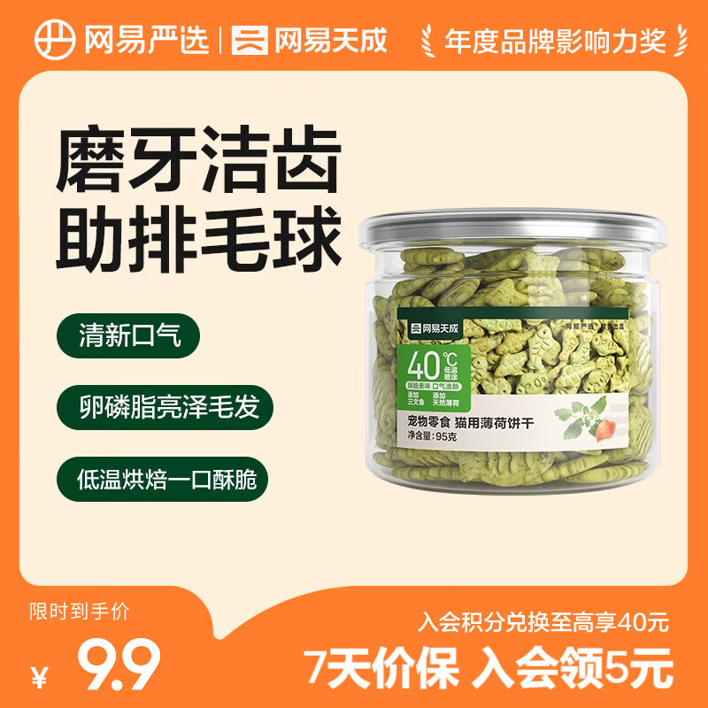 网易严选 猫用薄荷小鱼饼干 吐毛球逗猫零食奖励洁齿磨牙零食 【原味三文鱼】 95g*1罐