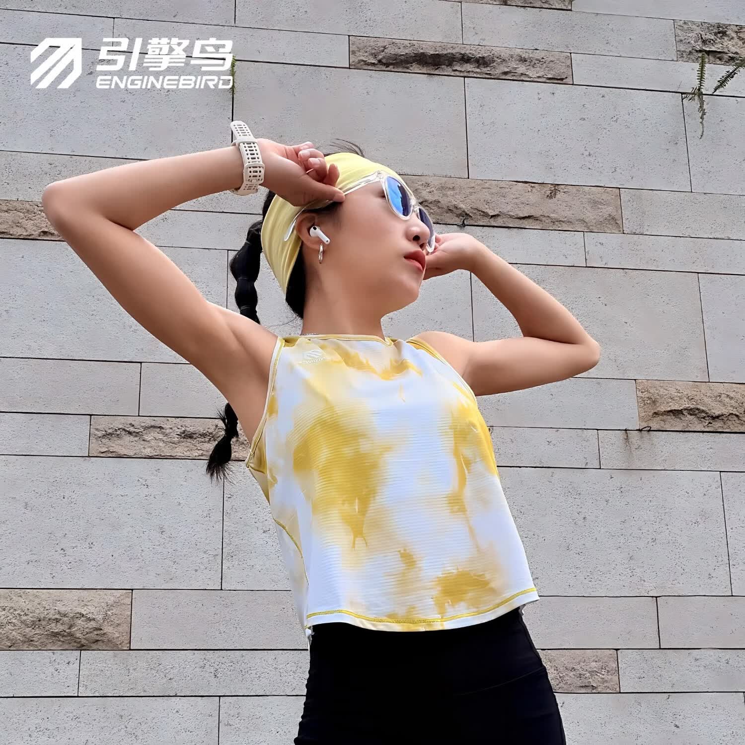 引擎鸟女款莫奈花园印花短款背心马拉松跑步防磨上衣速干透气体考专用 风铃紫 XL