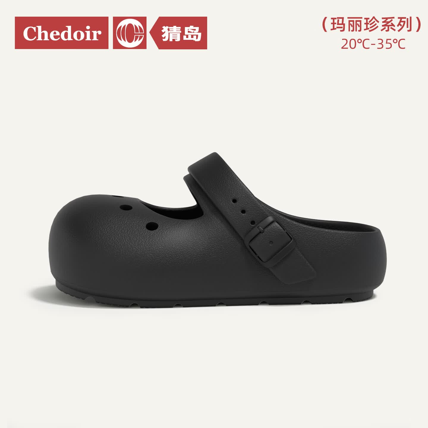 chedoir玛丽珍5.0cm厚底洞洞鞋女士夏季外穿休闲室内包头拖鞋2026新款 黑色 37-38 【适合37-38码】