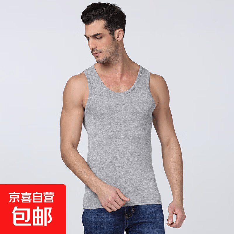 男士背心速干夏季薄款修身运动无袖打底汉衫 灰色 3XL 120-140斤