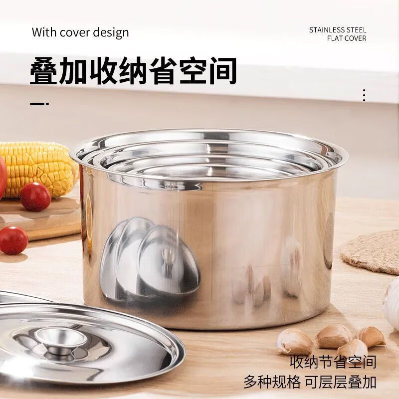 调味盒摆摊调料罐加厚不锈钢味盅带盖圆形猪油盆商用炖盅罐调料缸 带盖 【3件套】 20cm【饭馆】