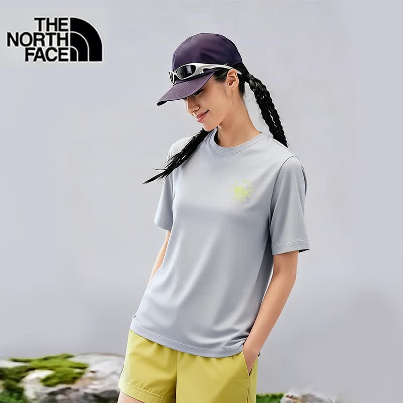 The North Face北面男女同款印花短袖T恤户外透气  灰色/A0M L