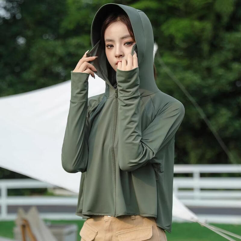 BURQAMARCHUPF50+防晒衣女夏季薄款外穿防晒服防太阳光黑胶防晒衣冰丝外套女 冰雾粉（原纱UPF50+) 均码 （建议80-150斤）