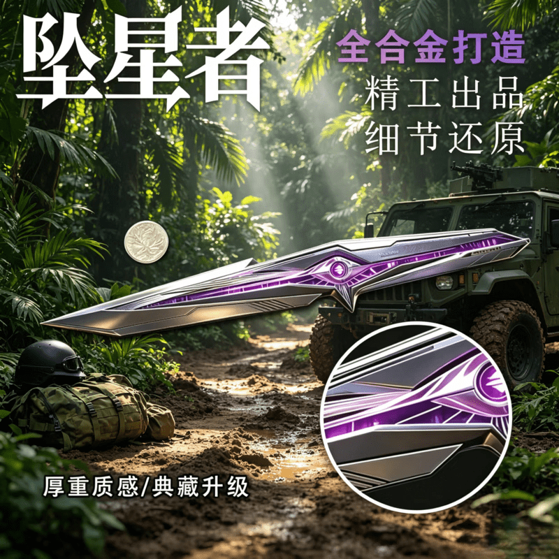 蕉乐坠星者合金刀模型三角洲行动 周边近战武器刀皮玩家收藏礼品 【官模精工版】坠星者28cm 【S9赛季】三角洲刀皮