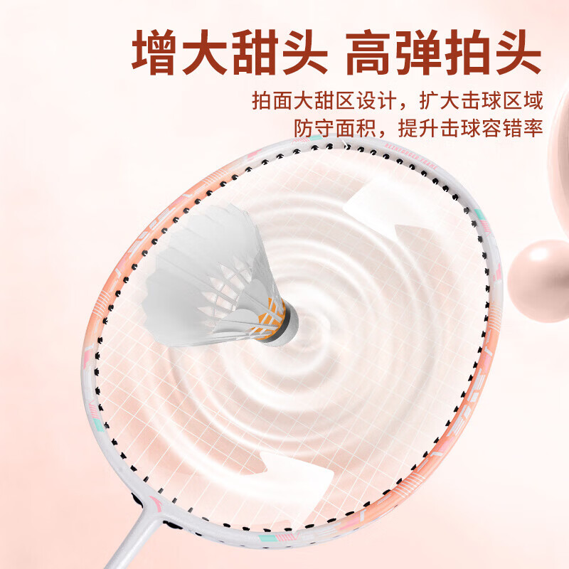 ANTA安踏(ANTA)羽毛球拍专业级碳素超轻耐打对拍羽毛球球拍蓝白粉白 超轻训练碳素【单拍】【赠六球+2手胶+球包】
