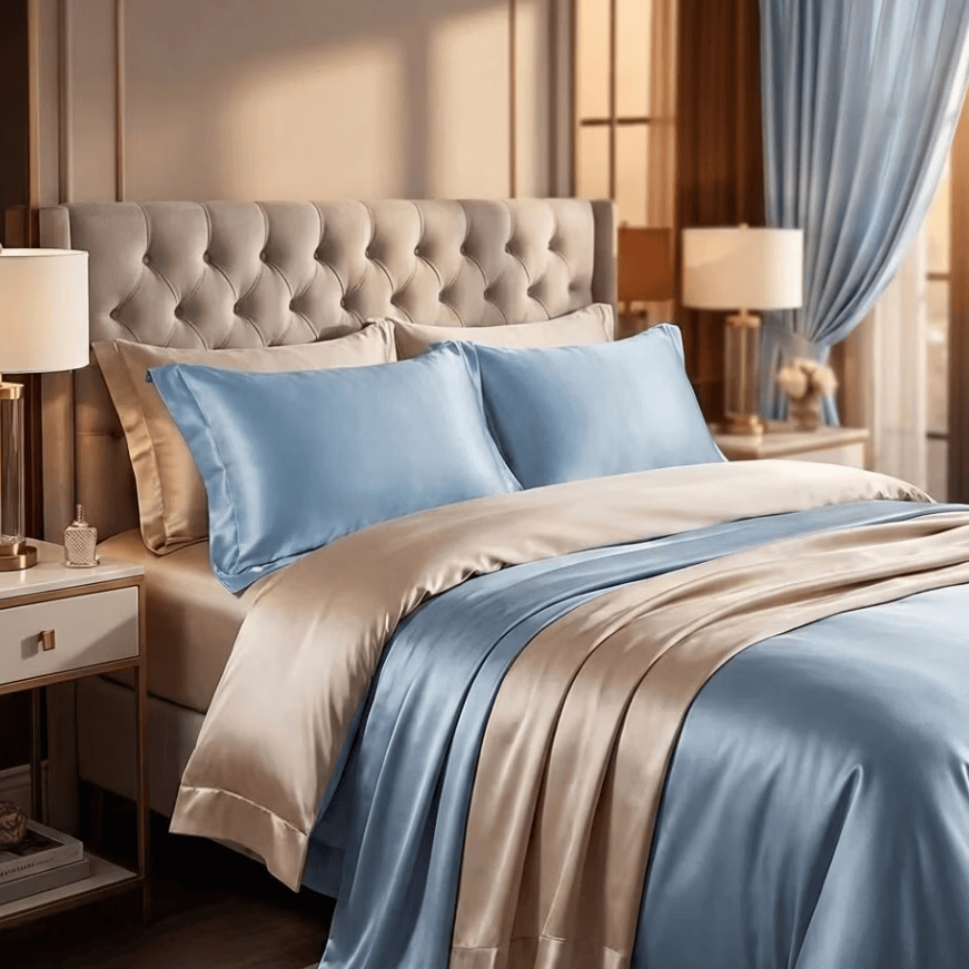 VTX双面真丝枕套 桑蚕丝绸真丝纯色枕头套 单只枕套 吸湿透气 礼盒装 真丝枕套-云水蓝