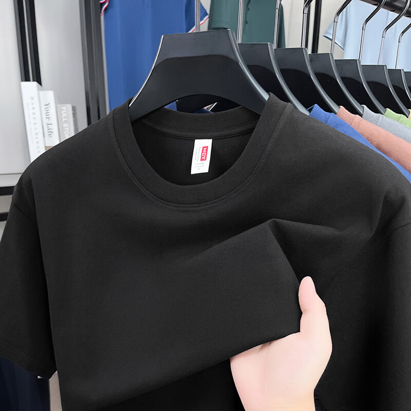 尺度保罗重磅210g100%纯棉圆领短袖T恤男士薄款吸汗透气宽松休闲半袖小白t AA9010深灰 2XL 推荐155-175斤