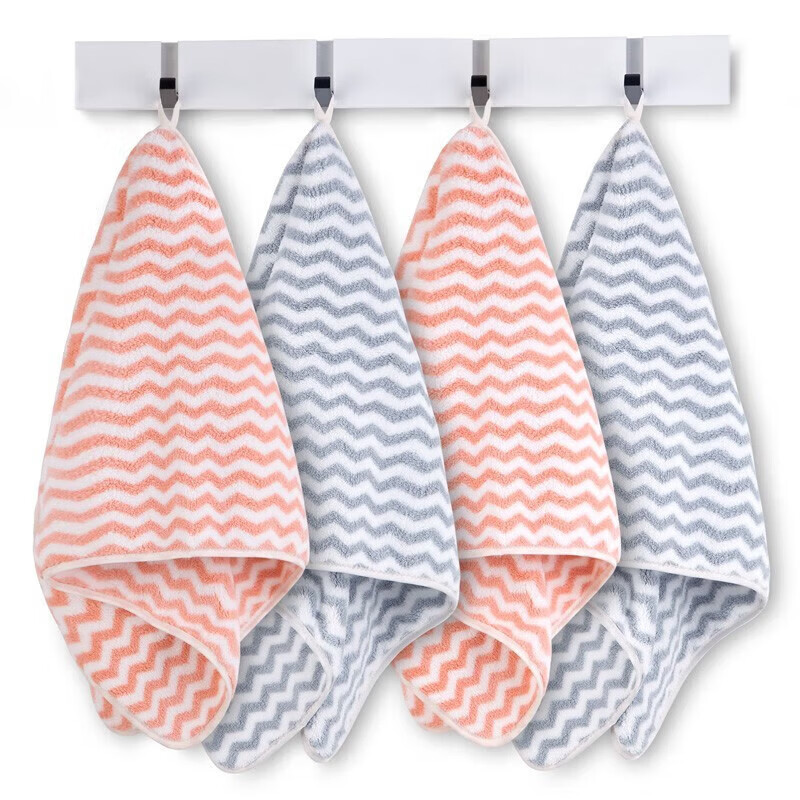 三利速干毛巾4条装 A类柔软吸水不易掉毛干发巾男女包边毛巾34*76cm