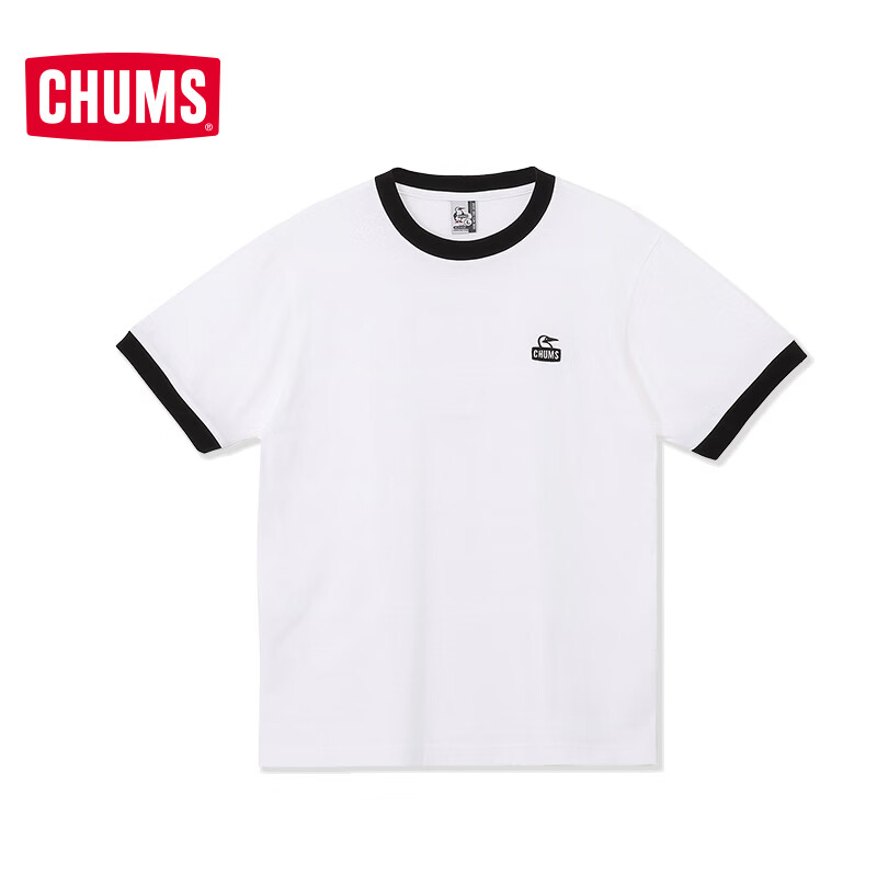 CHUMS洽洽鸟短袖T恤户外运动休闲男女款休闲简约复古撞色包边CH01-2708 CH01-2708-W049 M (170)