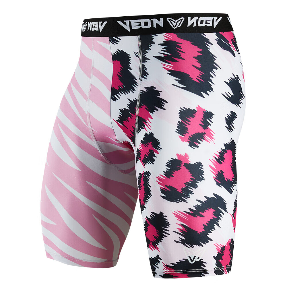 维动（VEIDOORN）运动裤男篮球紧身裤高弹力打底裤跑步健身透气潮流训练服 WFJSKMC粉红【五分裤】 L