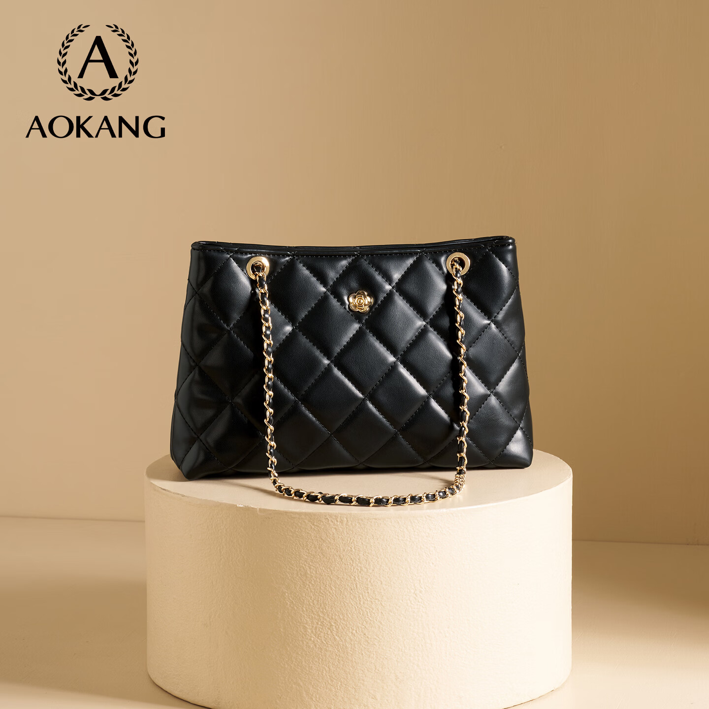 奥康（Aokang）包包女包托特单肩包经典复古斜挎包手提包生日母亲节礼物送妈妈 经典黑BG704069