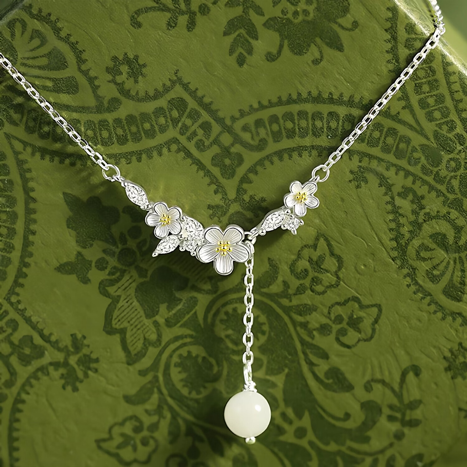 S999足银饰莫离茉莉花项链轻奢小众吊坠锁骨链送女友生日礼物 S999足银莫离项链