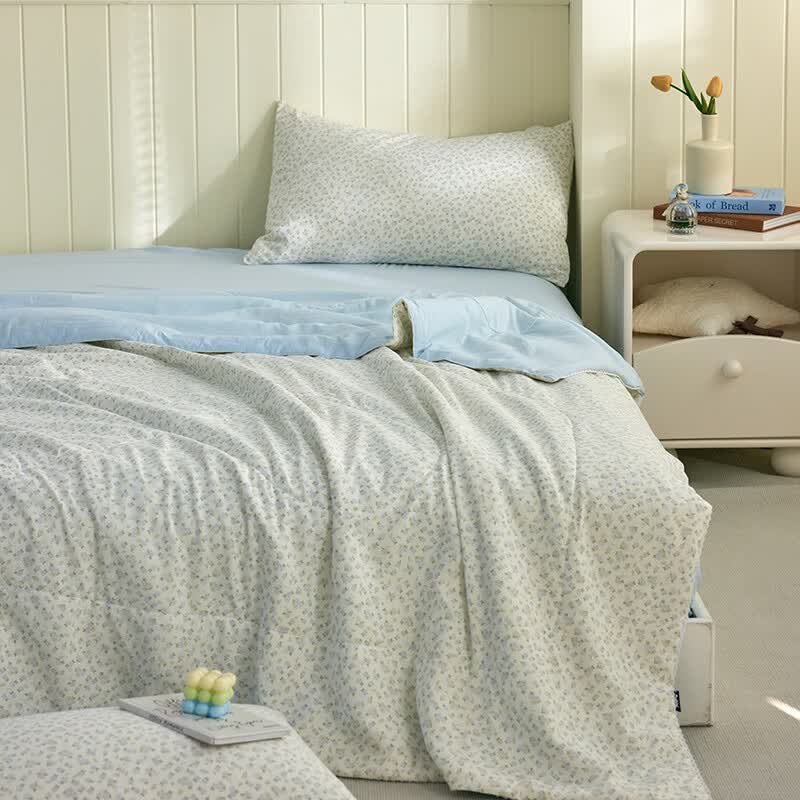 多喜爱（Dohia）夏凉被子空调被芯棉被子春秋四季通用家用卧室透气不闷汗夏凉被子 全棉填充透气夏凉被【花前悦夏】 1.2-1.5米床适用【152*218cm】 夏被