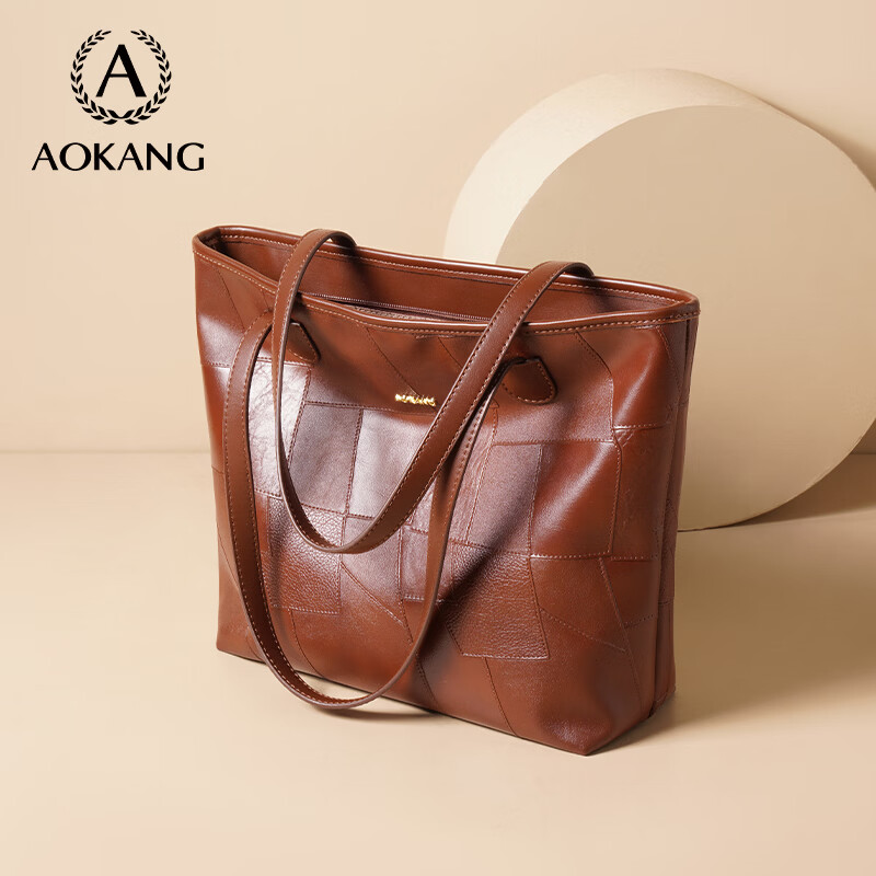 奥康（Aokang）包包女包托特单肩包经典复古斜挎包手提包生日礼物高级感实用 艺术拼贴咖啡色BG703175