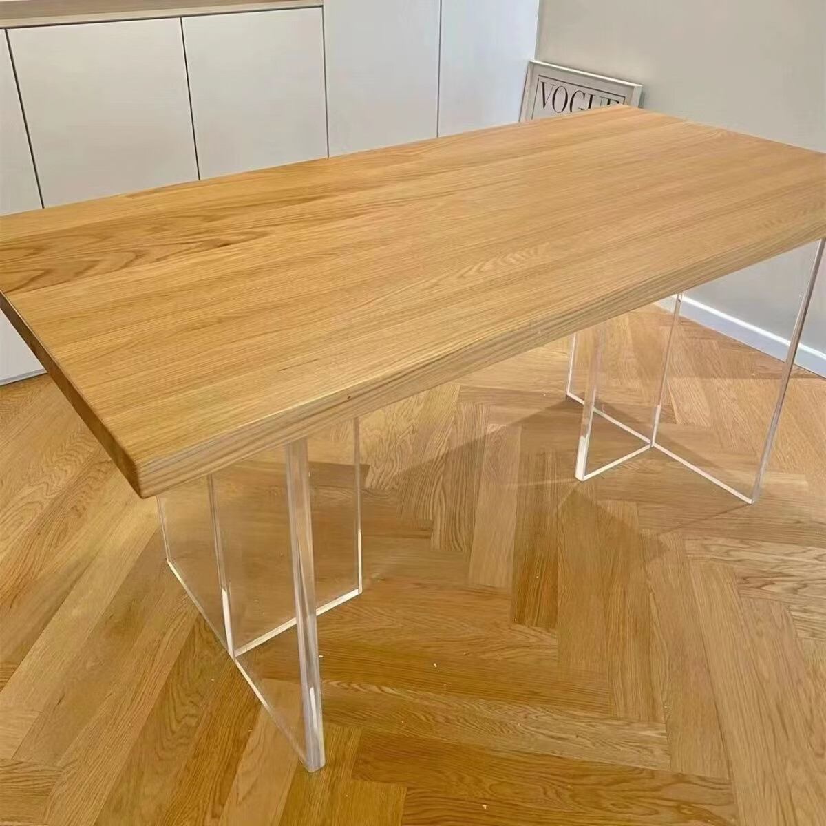 亚克力桌腿透明定制桌脚餐桌支架茶几岩板支撑腿茶色桌角悬浮桌腿 透明2.0厘米【板厚】 高度60厘米 宽度40厘米 T型【2张】配螺丝