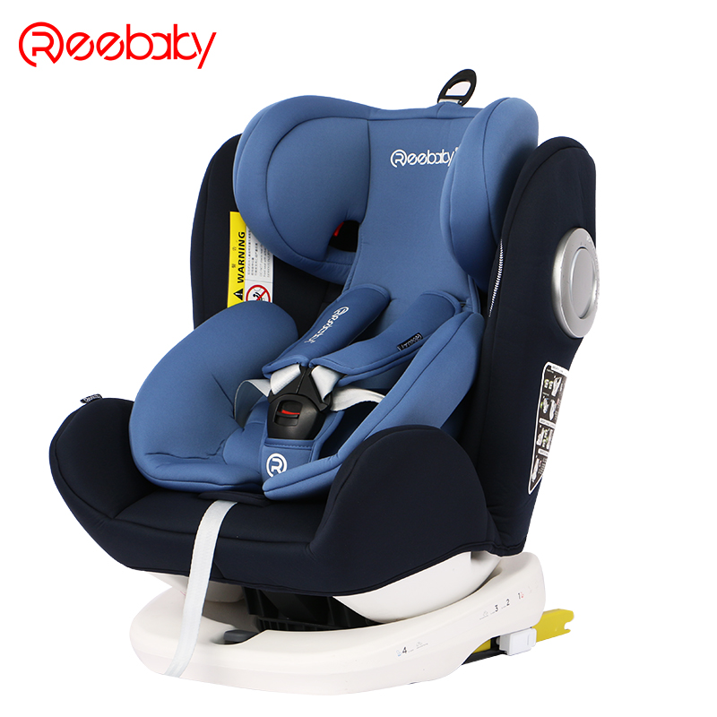 瑞贝乐reebaby 儿童安全座椅 360度旋转汽车用ISOFIX接口 0-4-12岁婴儿宝宝新生儿通用可坐躺 墨菲尼加拉蓝
