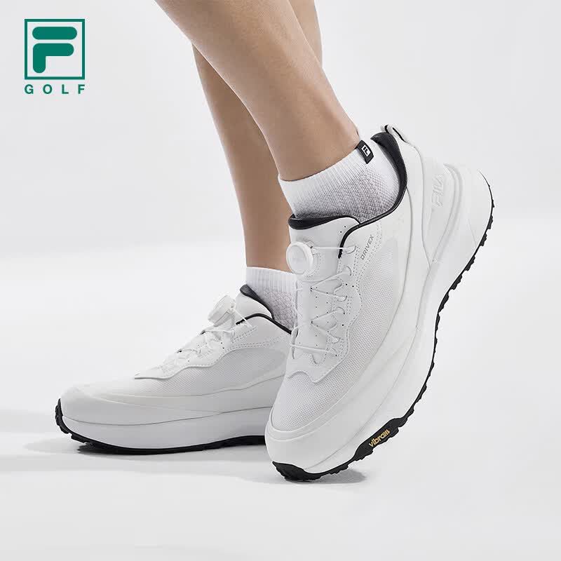 FILA逸速1+|FILA斐乐高尔夫球鞋男鞋2026夏新款透气软钉运动鞋Vibram 明亮白-BW 42