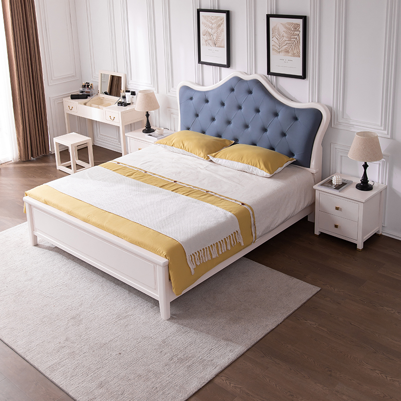 意特尔 现代简约白色静音实木床卧室家具1.