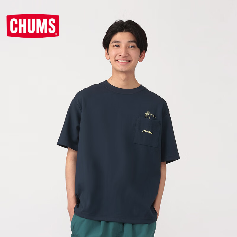 CHUMS洽洽鸟户外运动短袖T恤宽松棉感快干印花情侣休闲上衣CH01-2758 CH01-2758-N001 M （170）