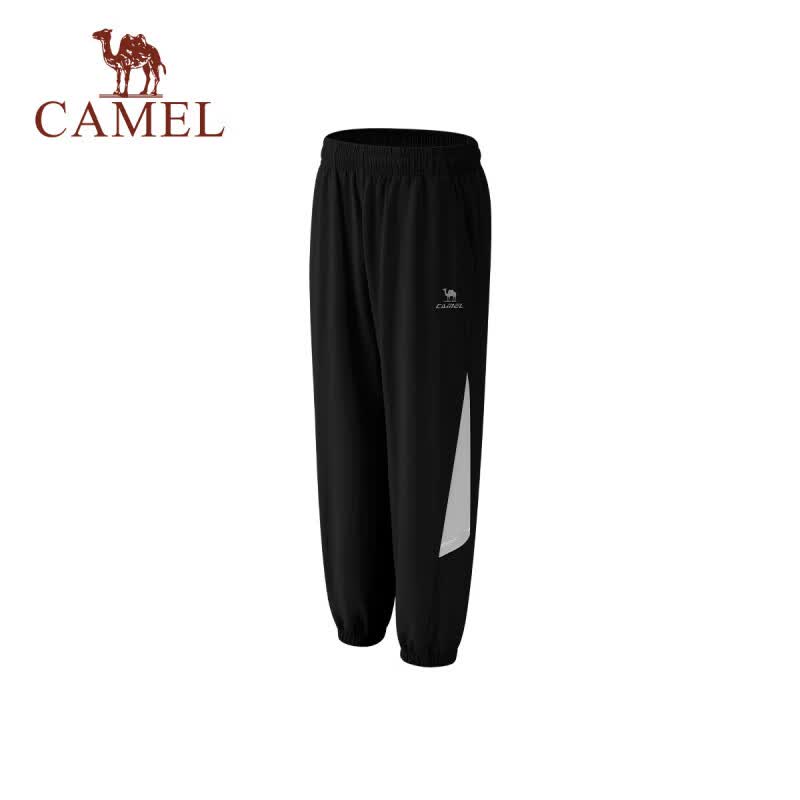 骆驼(CAMEL)儿童夏秋梭织长裤休闲运动裤速干裤抗菌冰感裤6-15岁中大童冰丝裤 幻影黑/循环灰 120