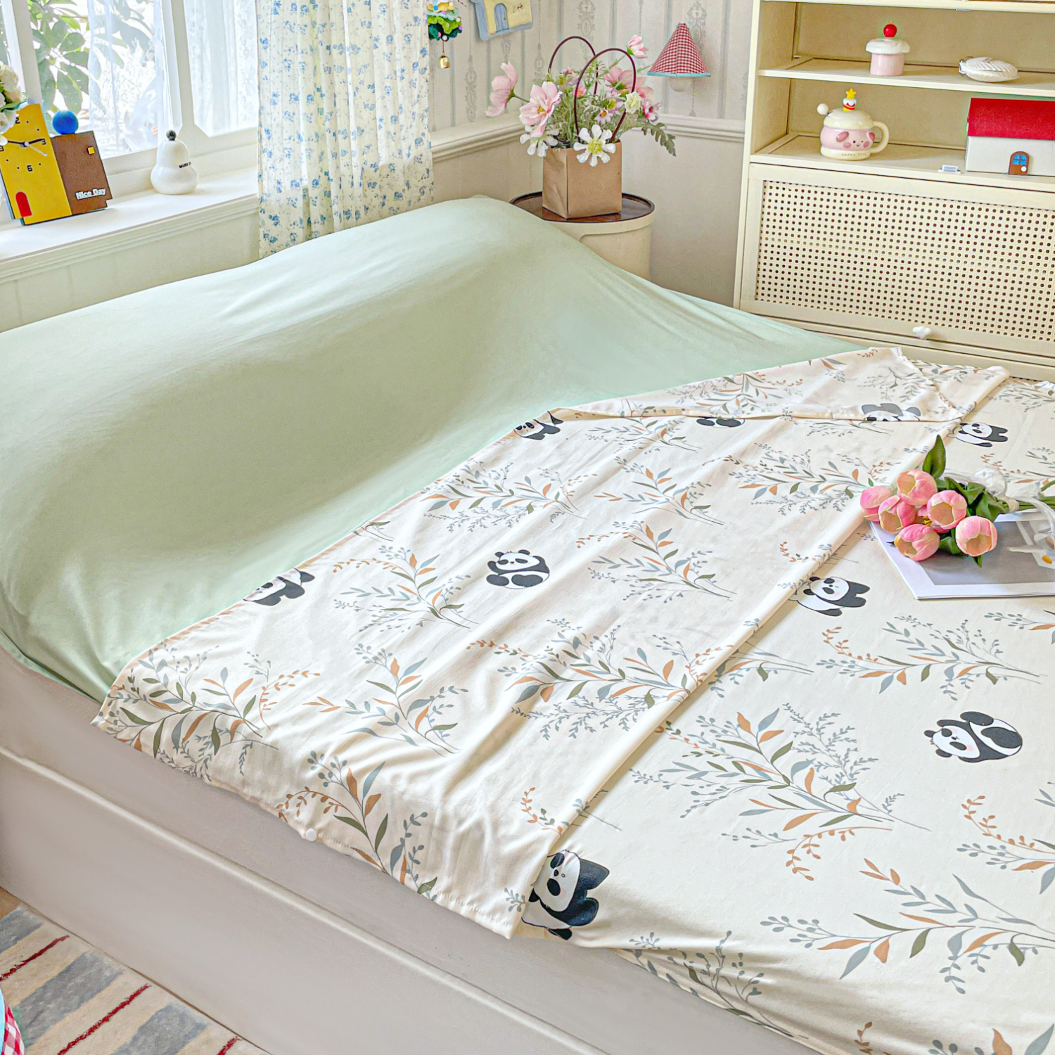 雅鹿A类旅行睡袋床单便携火车酒店隔脏睡袋 熊猫【A类面料 便携隔脏】 1.8*2.1M