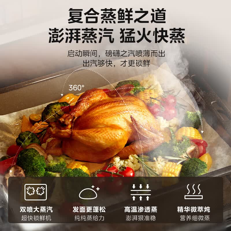 华凌微蒸烤一体机嵌入式 高颜值白色蒸烤箱 家用55L大容量搪瓷内胆微蒸烤炸炖五合一 炫彩大屏小泡芙A1 白色高颜值热销爆款