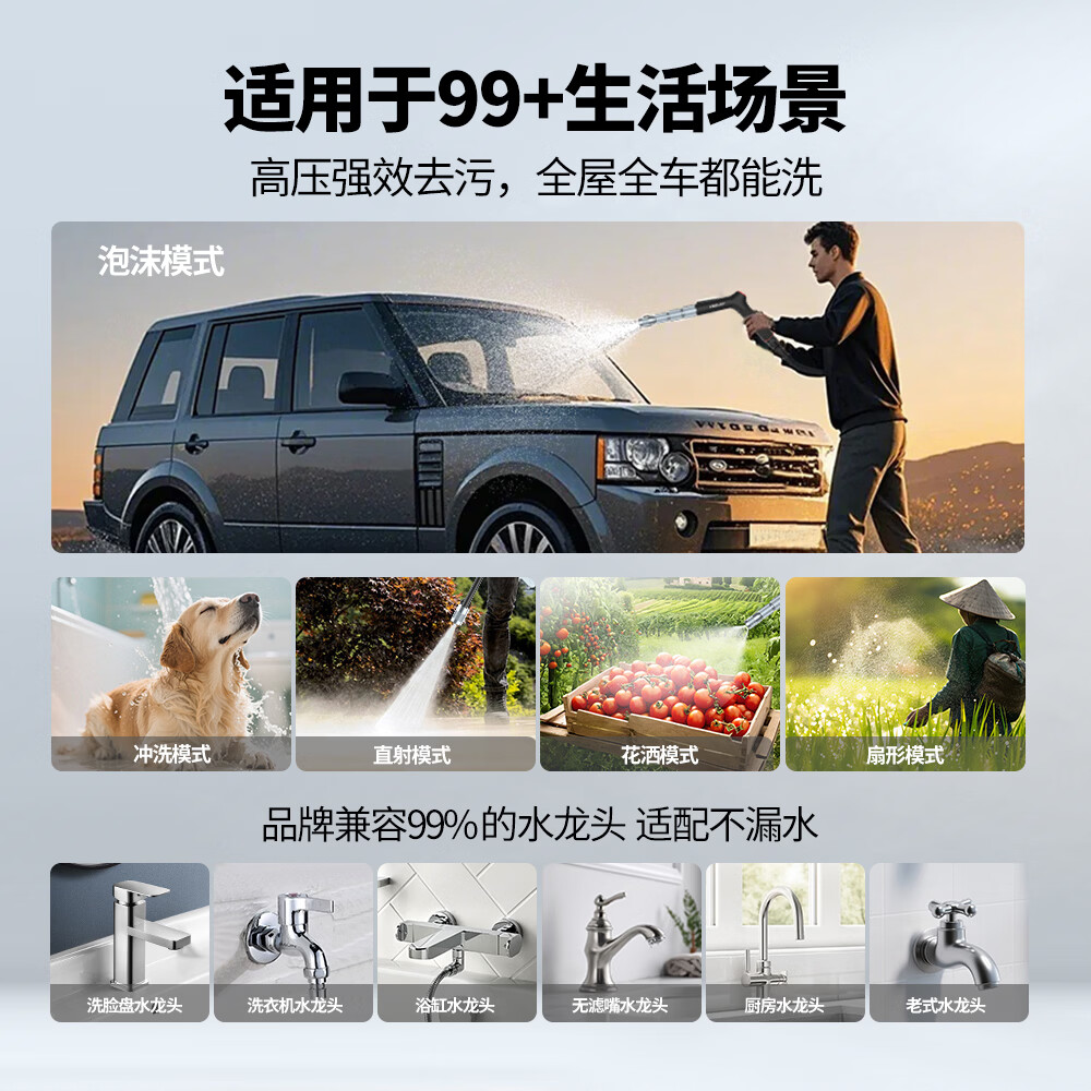 劲捷 KINGJOY洗车水枪伸缩高压强力家用自来水龙头增压喷水软管冲洗地浇花神器 三段伸缩水枪【注水后30米套装】旋钮控压+多种模式 独家自研专利款丨洗车/洗地/浇花园艺