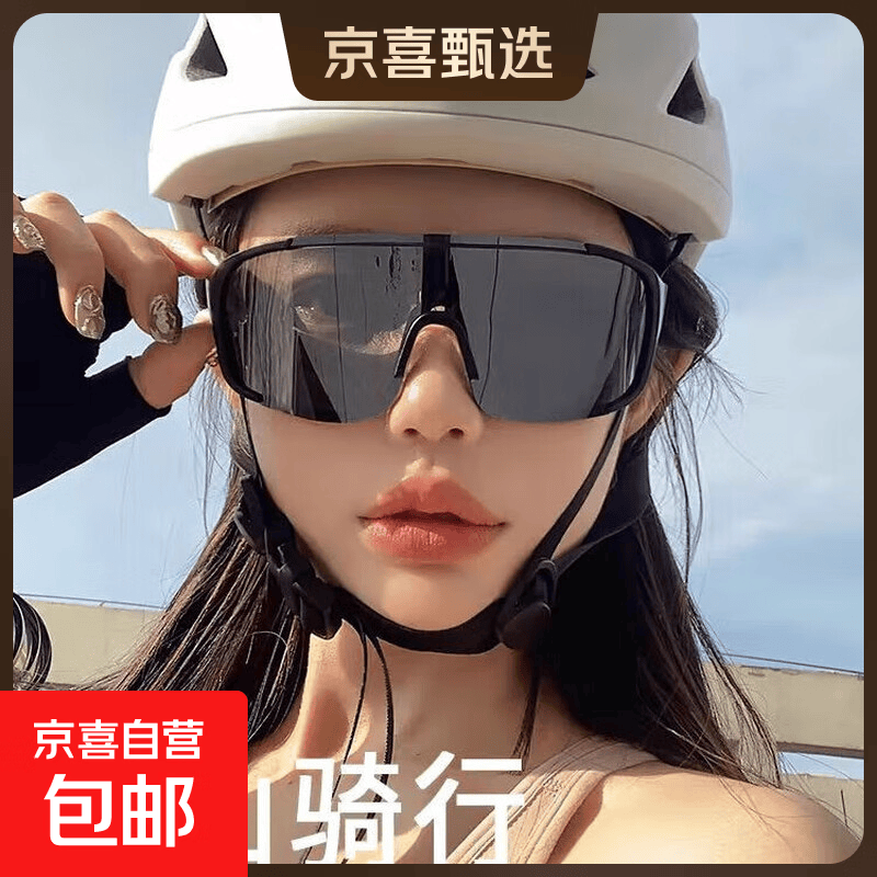 运动户外骑行墨镜登山滑雪镜防风沙紫外线偏光太阳眼镜男女同款潮 黑框黑灰片