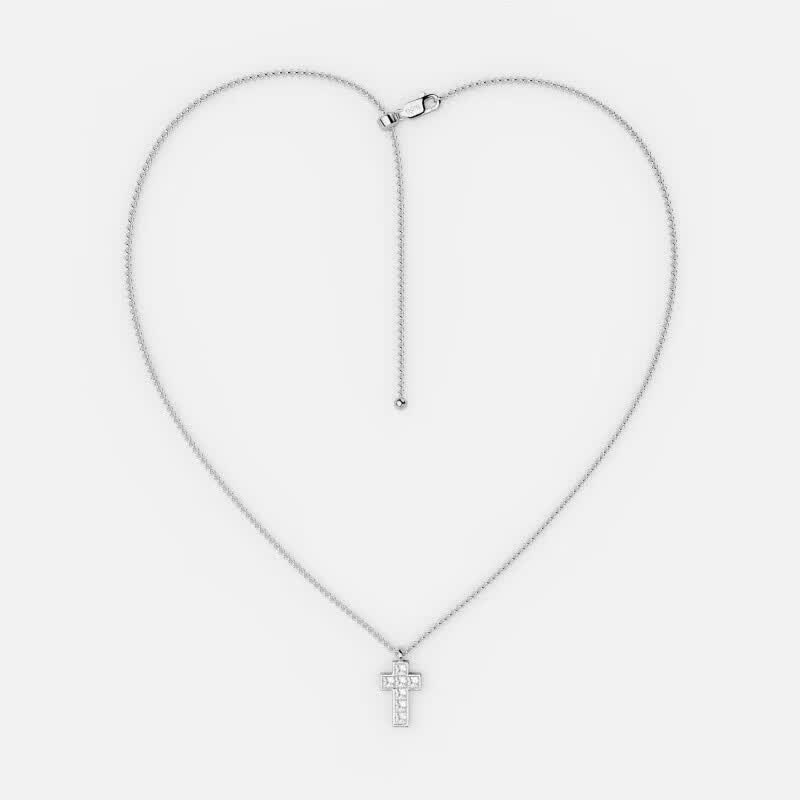 apm[春季新品]APM Monaco银白色密镶十字可调节项链个性摩登首饰礼物 密镶十字可调节项链(可调节至48 cm)