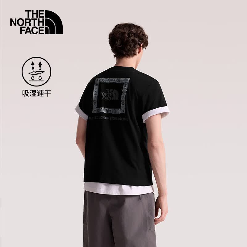 The North Face26春夏北面短袖T恤男女同款户外吸湿速干透气宽松圆领印花t恤8GXD 8GXD/JK3 （女生建议小一码) L