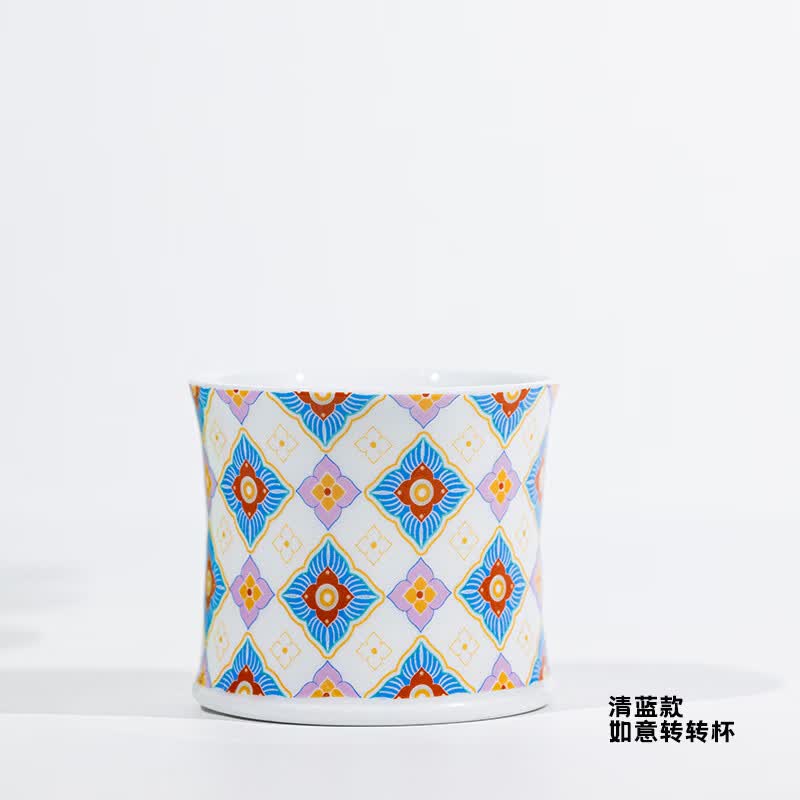 jdz景德镇陶瓷旋转茶杯防烫品茗杯主人杯酒杯红茶杯转转杯手工文创 清蓝款