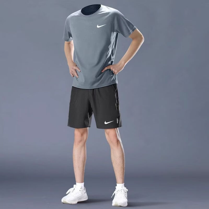 JUST DO IT-NIKE跑步男运动套装马拉松专业夏季短袖短裤装备速干训练健身衣 耐克深灰色 105 耐克M 【165CM/95-105斤】