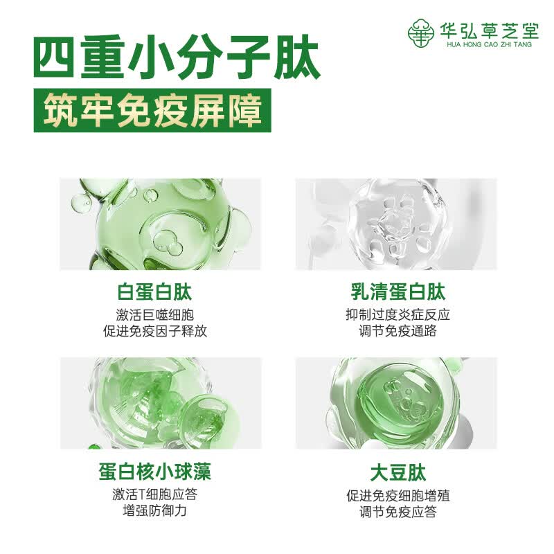 华弘草芝堂灵芝多肽饮口服液 白蛋白小分子肽易吸收 中老年人增强免疫力补品 【月度调理 恢复气色】30ml*28瓶  四盒