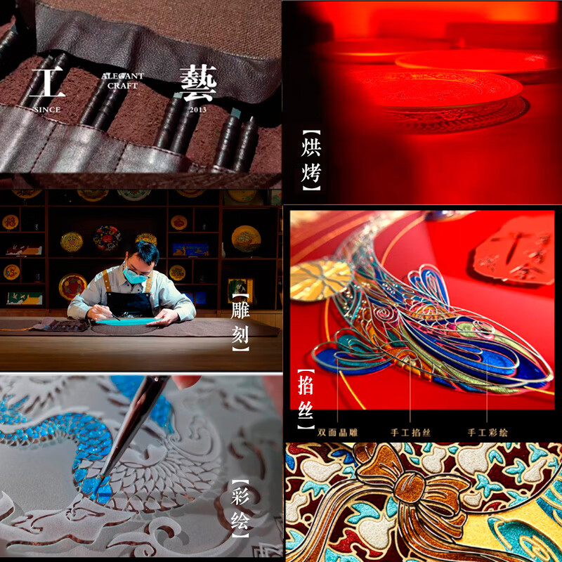 耕玉八方来财公司开业摆件乔迁办公室摆件高档乔迁礼招财客厅玄关摆件 八方来财手绘掐丝盘-Φ32cm直径