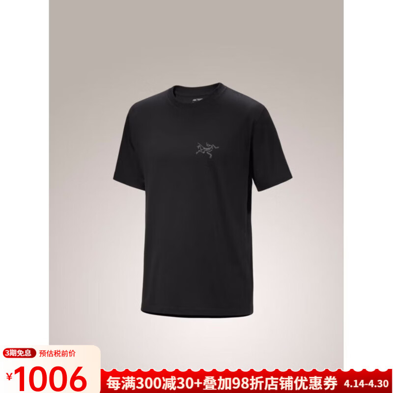 ARC'TERYX始祖鸟T恤Kragg SL Cotton Shirt SS男圆领短袖棉质T恤透气登山 Black黑色 L 适合胸围109cm
