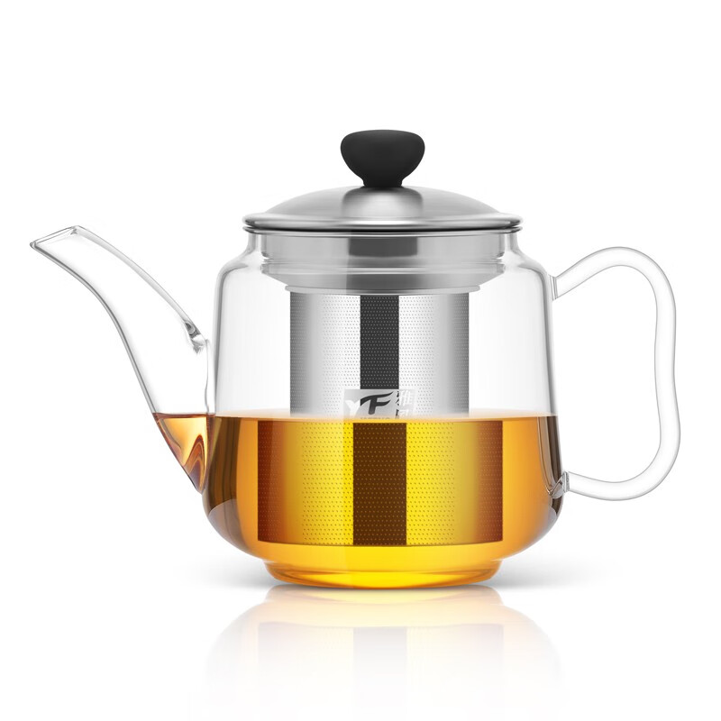雅风手工制作加厚耐热玻璃茶壶不锈钢过滤网泡茶壶功夫茶具 650ML