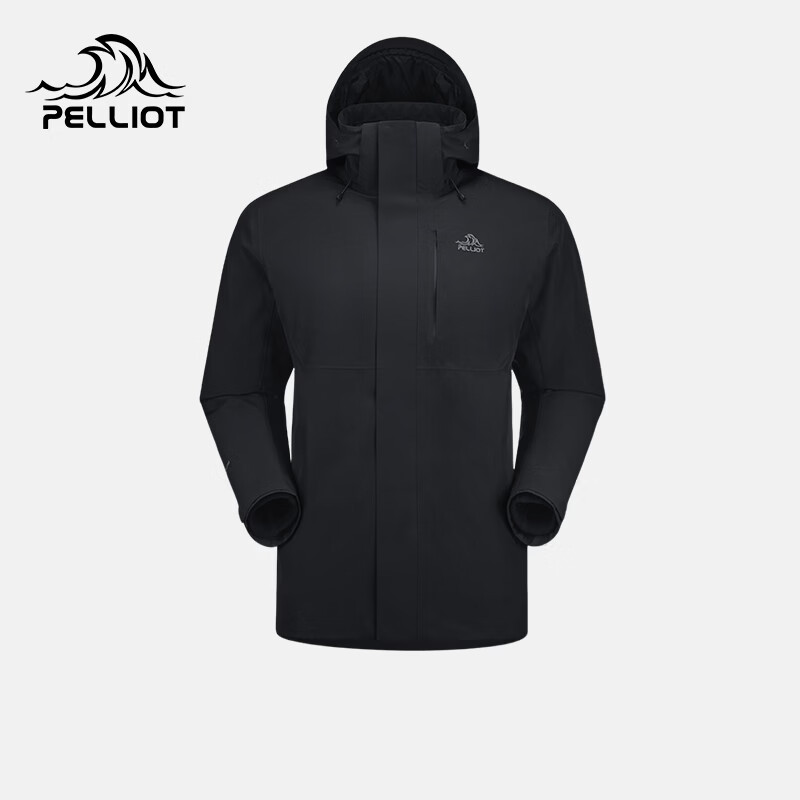 伯希和（Pelliot）【赤焰】冲锋衣男女三合一户外春秋机能防风防水外套115301063黑L