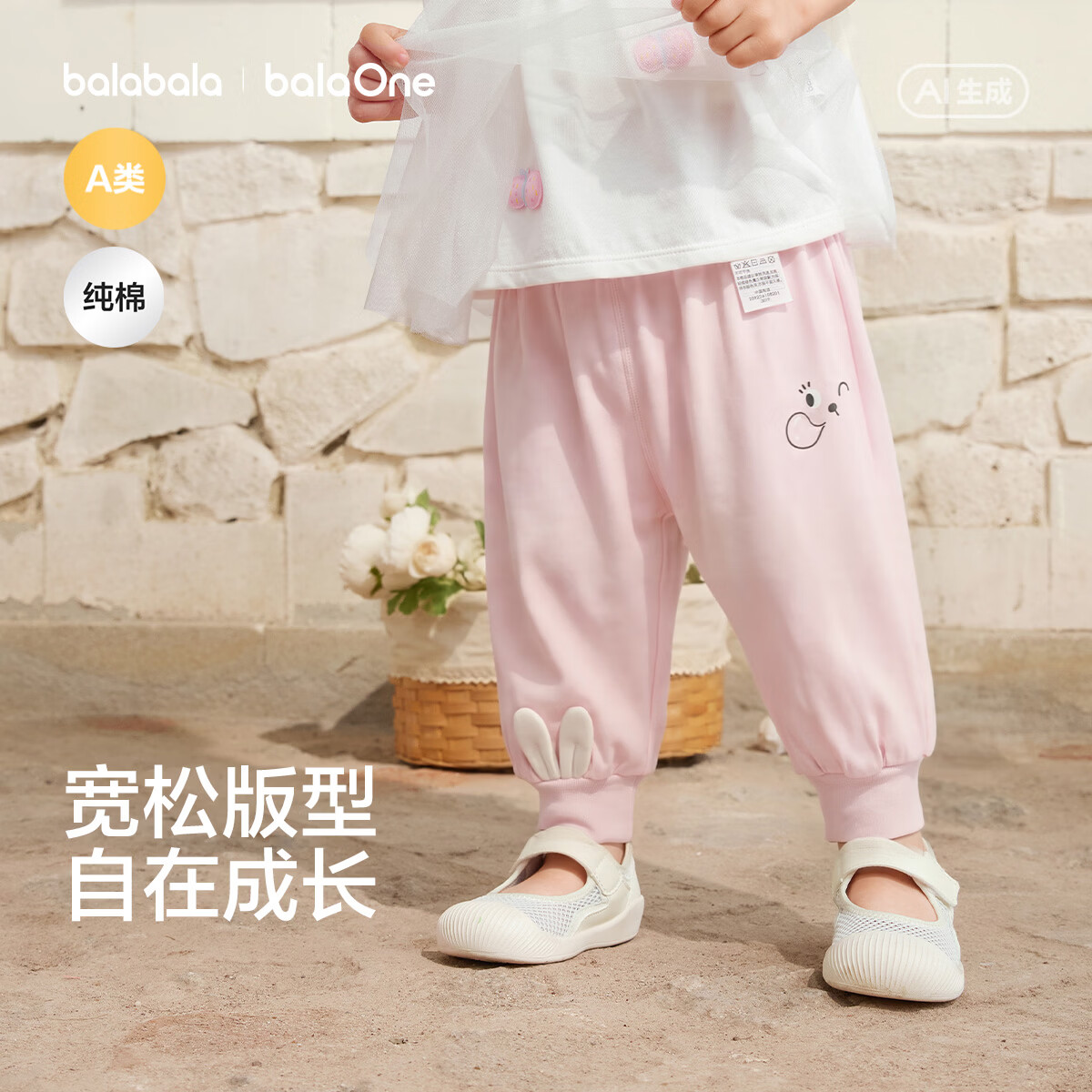 巴拉巴拉童装儿童裤子男童防蚊裤夏季2026新款宝宝长裤女童休闲裤100%棉潮
