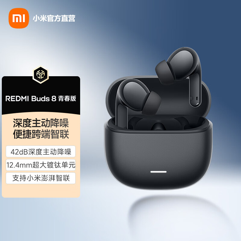 小米（MI）Redmi Buds 8 青春版 入耳式蓝牙耳机 42dB降噪 适用于安卓苹果手机七夕情人节礼物 迷雾黑