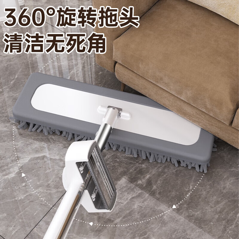 暖居拖把家用一拖净免手洗2026平板拖把带桶一套吸水旋转拖把刮水一体 【牢固耐用】全包裹雪尼尔拖把 【家用基础装】42CM拖把+2块替换布